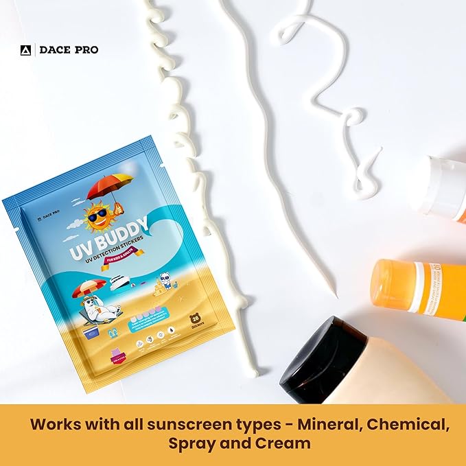 UV Buddy 28 Pack Bear Shaped UV Detection Stickers for Sunscreen - Fun Kid Friendly Sun Protection Reminder for Parents Adults | Waterproof Sunscreen Patch UV Patch Sunblock Stickers for Reapplying