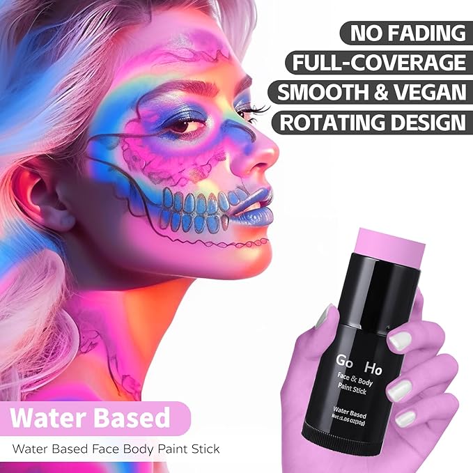 Go Ho Light Pink Face Body Paint Stick,Water Based Washable Face Paint Stick,Non-toxic Full-coverage Cream Light Pink Body Paint for Adults Children Halloween Cosplay SFX Makeup