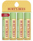 Burt's Bees 100% Natural Origin Moisturizing Lip Balm, Cucumber Mint with Beeswax, 4 Tubes