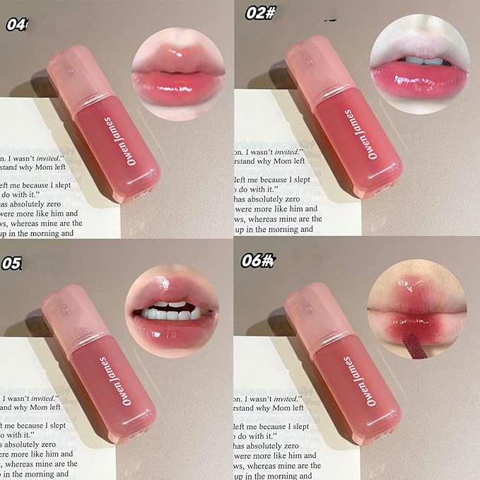 4Pcs Hydrating Lip Gloss Set,Non-Stick Cup,Glossy Finish,Highly-Pigmented Korean Lip Glaze,Plumping Lipgloss,Moisturizing Water Mirror Liquid Lipstick,Long-lasting Natural Makeup