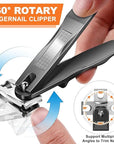 Toenail Clippers for Seniors Thick Toenails, DRMODE Heavy Duty Toe Nail Clippers for Men Thick Ingrown Nails with Wide Opening, Large 360 Degree Rotary Anti-Splash Finger Nail Clippers Adult w Catcher