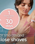 Gillette Venus ComfortGlide White Tea Women's Razor, Handle + 4 Blade Refills