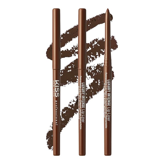 Professional Lip Liner, Long-Lasting Luxury Intense Lipliner, Creamy Retractable Easy to Use Richly Pigmented Lip Liner Pencil 3 PCS (Dark Brown)
