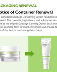 Cabbage 74 Calming Cream - Lightweight Watery-Type Moisturizer with CICA, Sucralfate, Hyaluronic Acid, Helps Instantly Calm, & Hydrate the Skin 1.69 fl. oz.