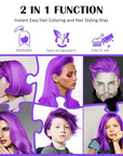 Purple Temporary Hair Color Wax, Instant Natural Violet Hairstyle Cream Dye, Washable Styling Pomades for Girls Women Youth, Disposable Coloring Mud for Party Cosplay DIY Halloween
