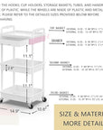 Goovilla 3 Tier Rolling Utility Cart Organizer with Removable Drawer, Stable and Sturdy White Rolling Storage Carts with 2 Lockable Wheels for Bathroom, Kitchen, Snack, Craft, Makeup, Baby Essentials