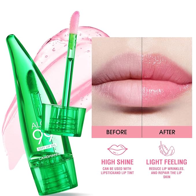 3 Pcs Aloe Vera Lip Gloss Set,Magic Temperature Color Change Lip Gloss Moisturizing Long Lasting Lip Stain Liquid Lipstick Lip Tint for Women
