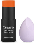 CCbeauty Orange Face Paint Stick,Face Painting Kit,Non Toxic SFX Makeup For Tiger Pumkin Ompa Lompa Halloween Costume Cosplay,Professional Body Paint,Full Coverage Painting Foundation + Makeup Sponge