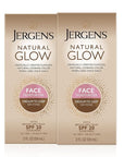 Jergens Natural Glow Face Self Tanner Lotion with SPF 20, Sunless Tanning, Medium to Deep Skin Tone Moisturizer, Daily Facial Sunscreen, Oil Free, Broad Spectrum UVA and UVB Protection,2 Oz(Pack of 2)