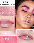 Kaely 2-in-1 Nude Pink Metallic Lipstick and Lip Liner, Shimmer Liquid Metallic Lipsticks for Women, Glitter Lip Gloss Stain Long Lasting Waterproof Smudge Proof 24 Hour, Vegan Makeup, 19