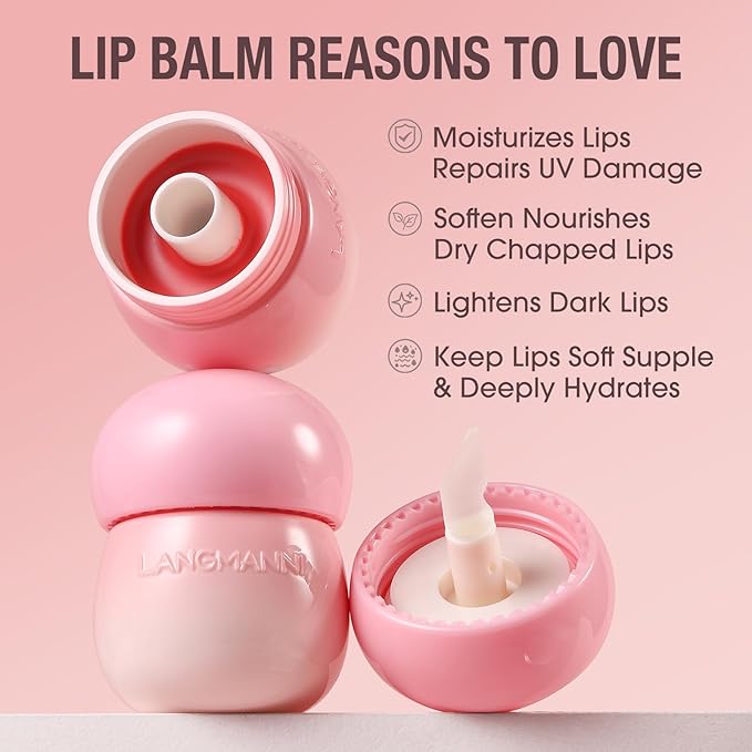 LANGMANNI Pudding Glow Lip Balm | Velvet-Smooth Lip Gloss for Nourished, Glowing Lips | Hydrating, Non-Sticky Glossy Tinted Lip Balm Makeup 0.28 Oz (#5, 1)