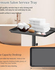 Black Salon Tray Height Adjustable Hair Color Tray with Wheels for Spa or Home Use