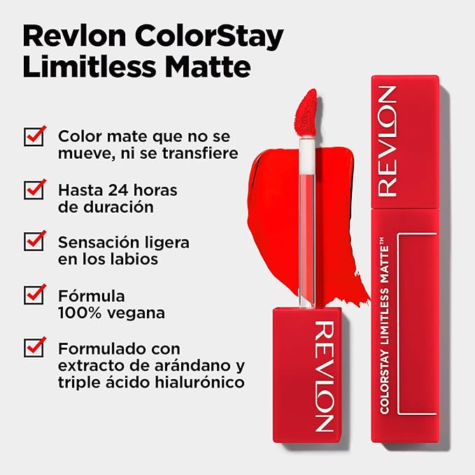 Revlon ColorStay Limitless Matte Liquid Lipstick, Vegan Formula, No-Budge, Longwear Lip Color, Long Lasting, Lightweight/Comfortable, Waterproof, 005 Strut, 0.17 fl oz