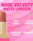 Juvia's Place The Nude Velvety Matte Lipstick Me - Nude, Long-lasting Lipstick, Rich-Color Lip Makeup, Creamy with Matte Finish, Beauty & Lip Products