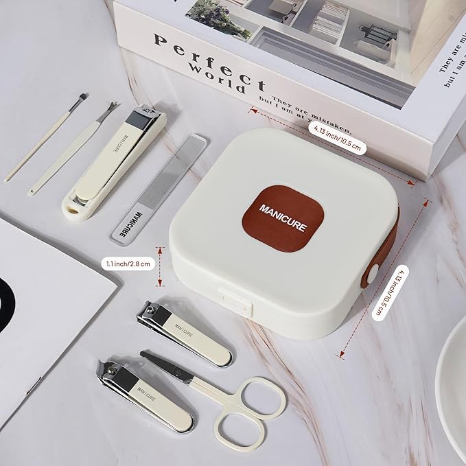 Nail Clippers Set 7 Pieces Stainless Steel Professional Grooming Kits, Fingernail and Toenail Clipper Cutters with Luxurious Travel Case Nail Care Tools Manicure Pedicure Kit