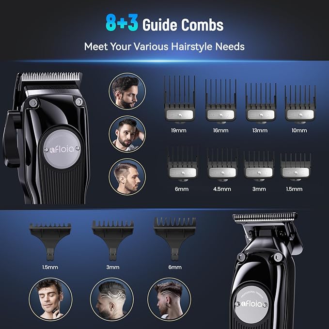 Professional Hair Clippers Trimmer for Men - Cordless Barber Clippers Set with High Torque Brushless Motor & DLC Coated Detachable Blade& Charging Stand, Premium Gifts for Men