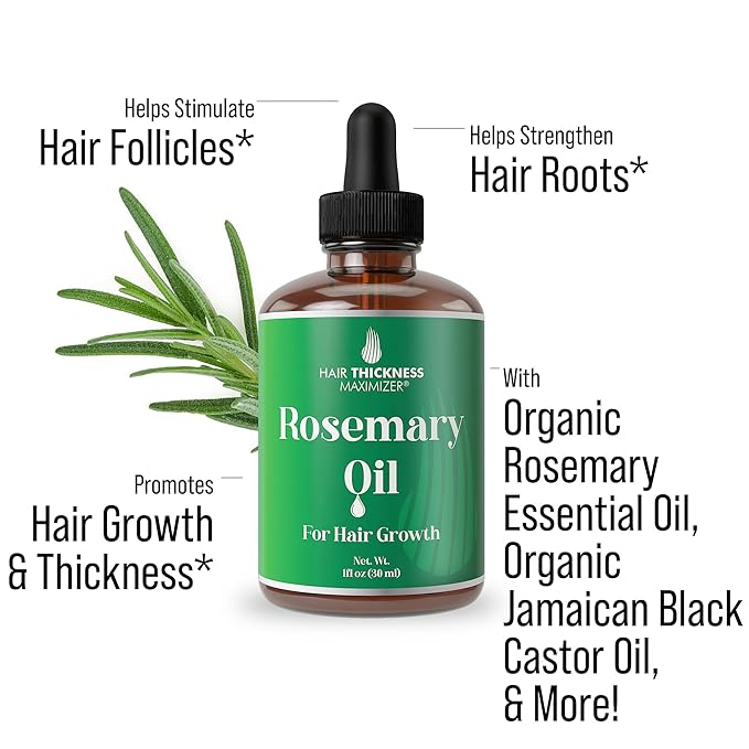 Rosemary Oil for Hair Growth for Women, Men. Strengthens & Hydrates Thinning, Dry Hair for a Healthier-Looking Scalp. For Women & Men – Vegan 1oz Serum