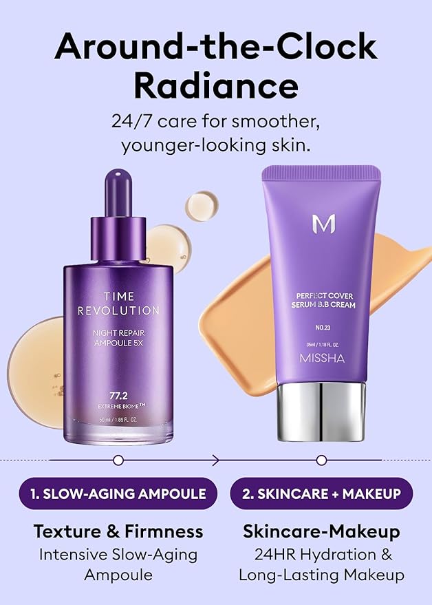 MISSHA Time Revolution Night Repair Face Serum Ampoule (5th Gen) - Overnight Probiotic Skincare for Revitalization and Radiance, 1.69 Fl Oz