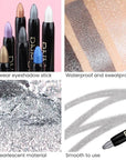 Kaely 2Pcs Cream Eyeshadow Stick Set for Eyes,Dazzling Grey & Silver Shimmer Pen,Eye Brightener Halloween Makeup,sombras para ojos,Smooth Eye Shadow Highlighter Crayon Pencil Waterproof,02+16