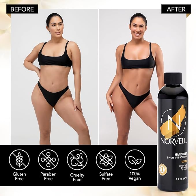 Norvell Spray Tan Solution Cosmo 8 fl oz – Professional Sunless Tanning Formula With a Blend of Warm Brown & Cool Violet Brown Undertones, Long Lasting Handheld Self Tanning Spray