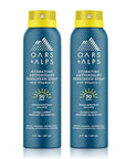 Oars + Alps Sunscreen Spray for Face & Body, SPF 50 Spray Sunscreen Infused with Vitamin C & Antioxidants, No White Residue, Water & Sweat Resistant, All Skin Types, Lightweight, Hydrating, 6oz, 2pk