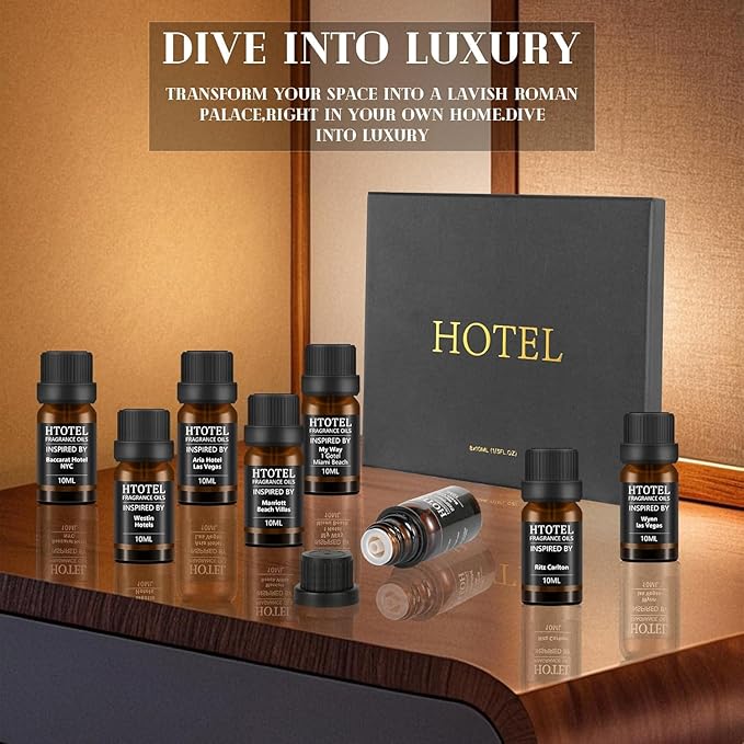 Hotel Collection Diffuser Essential Oil Gift Set,Hotel Scents for Home,Stress Relief Air Freshening,Ritz Carlton,My Way,Westin,Wynn Las Vegas,Baccarat,Four Seasons,Aria,Marriott Beach Villas