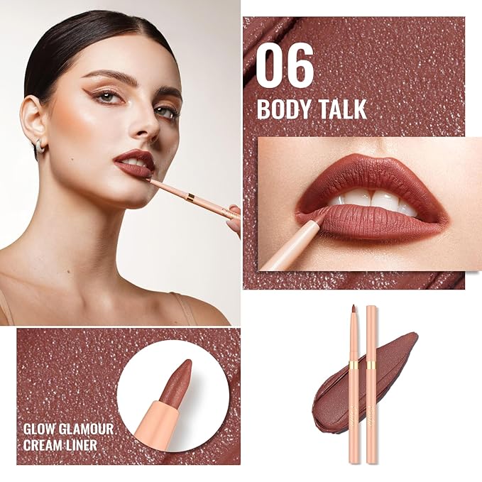 Oulac Waterproof Lipliner Pencil Set - Smooth and Creamy, Retractable Lip Makeup for Precision Application, Vegan & Cruelty-Free, 02+05+06