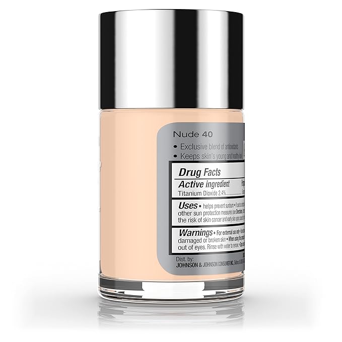 Neutrogena Healthy Skin Liquid Foundation Makeup with Broad Spectrum SPF 20 Sunscreen, Lightweight, Medium Coverage Makeup with Sunscreen and Pro-Vitamin B5, Nude 40, 1 fl. oz