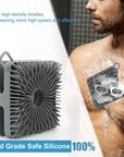 Silicone Body Scrubber Men, Dual-Sided Design Exfoliating Body Brush Buffer Scrubber and Scalp Massager, Shower Scrubber for Body, Silicone Loofah, Ergonomic No-Slip, Easy to Clean (Grey)