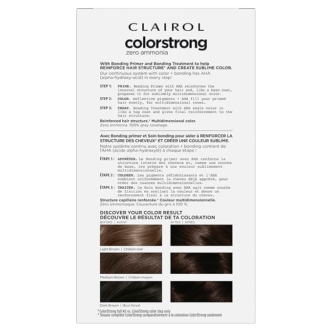Clairol ColorStrong Permanent Zero Ammonia Hair Dye, 3.0 Darkest Brown - La Habana Hair Color, Pack of 1