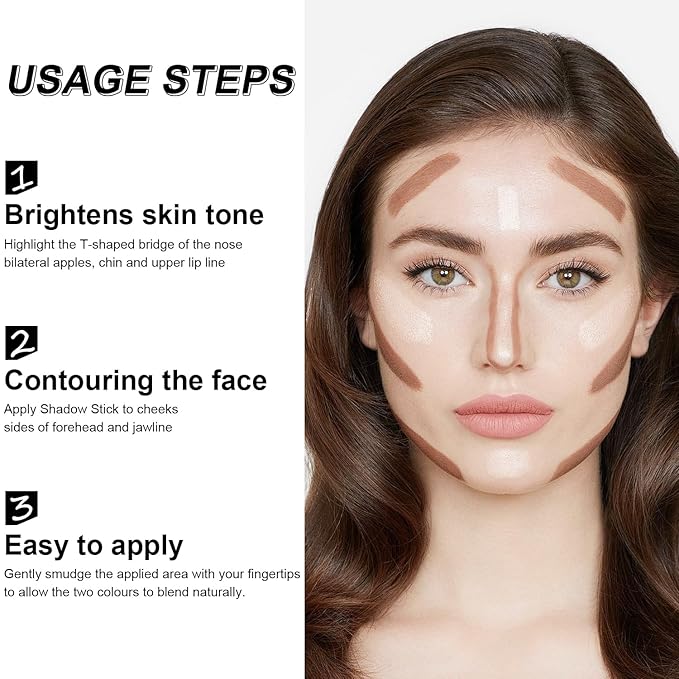 6 Colors Cream Contour Stick Makeup Kit, Primer Face Highlighter Contouring for Beginners, Highlight and Contour Kit, Cream Concealer Makeup Blush Stick, Primer Face Corrector (SET B)