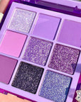 evpct 9 Colors Purple Glitter Eyeshadow Palette, Lavender Violet Purple Pink Glitter Metallic Shimmer Sparkly Eye Shadow Palette Makeup for Older Women Blue Eyes, Waterproof Highly Pigmented Eyeshadow
