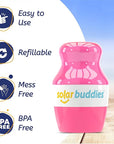 Solar Buddies Sunscreen Applicator - Single Full Pink - Refillable Roll on Sponge Sunscreen, Suncream & Lotion Applicator For Kids, Adults & Families - Holds 3.4fl oz, Perfect Size for Travel