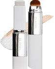 Blanc Cover Cream Stick V White - Korean Color-Changing Foundation Stick with Volufiline - Medium to Full Coverage Dewy Finish Base Makeup - Dual-Ended with Detachable Brush (200 Fair)