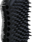 MtBoi Double-Sided Exfoliating Silicone Body Scrubber, 2-in-1 Bath Scrubber, Shampoo Brush, Silicone Loofah for All Skin Types, Shower Body Scrubber, Easy to Clean, Lather Well (Black)