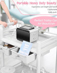 Beauty Trolley Cart with Wheels, Esthetician Cart with Handrail, Bucket and 2 Big Drawer, 2 Tier Heavy Duty Vacuum Therapy Machine Trolley, Load 330lbs, 360° Rotate Silent Wheels