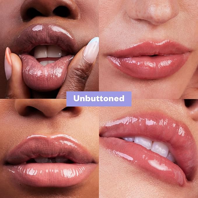 Kosas Wet Lip Oil Gloss - Hydrating Lip Plumping Treatment with Hyaluronic Acid & Peptides, Non-Sticky Finish (Unbuttoned)