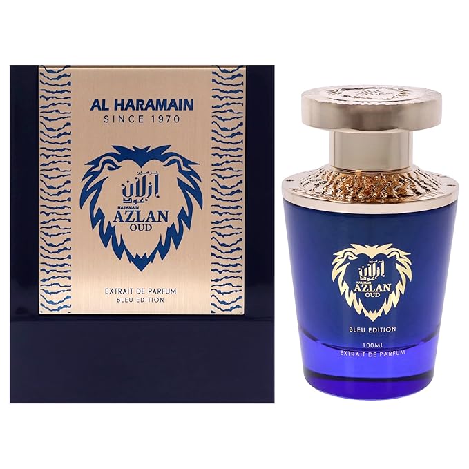 Al Haramain Azlan Oud Bleu - Arabian Perfume for Men - Long Lasting Fragrance with Notes of Cardamom, Cinnamon, Lavender, Patchouli, Sandalwood, Amber - Arabic Cologne - 3.33 oz Eau de Parfum Spray