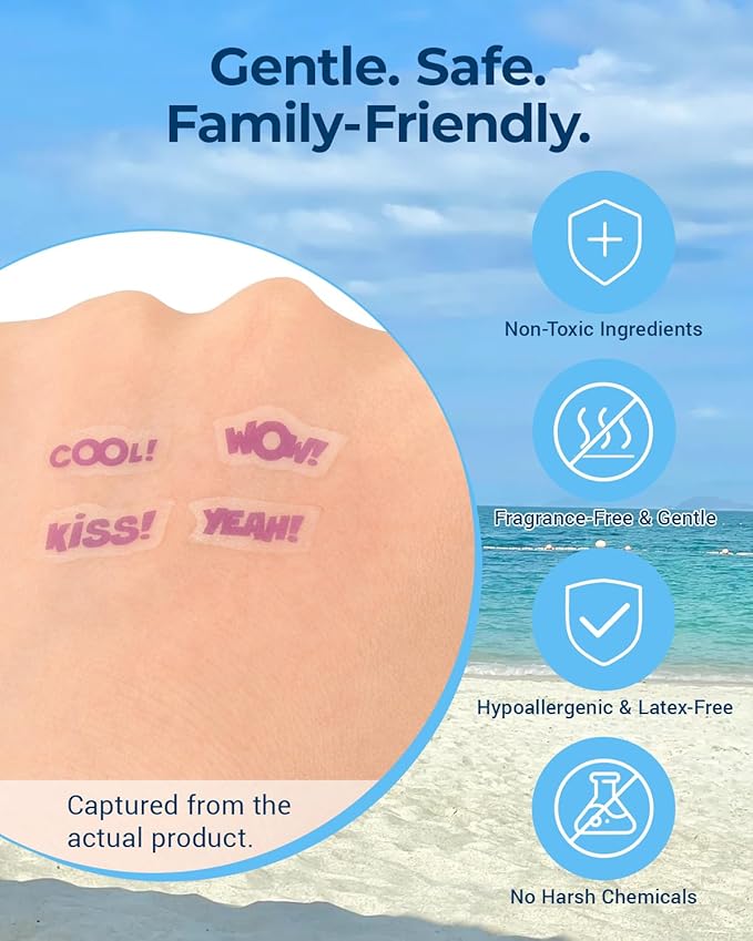 80 Pack UV Detection Stickers for Sunscreen Word Pattern - Sun Protection Reminder for Kids Baby Adults - Waterproof Sunscreen Dots UV Patch Sunblock SPF Sensing Spots Patches for Reapplying Reminder