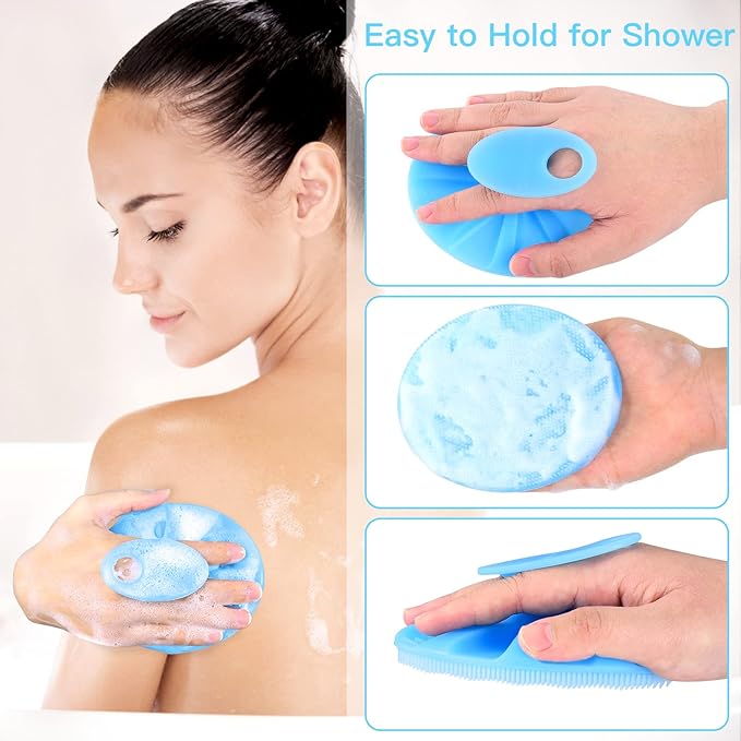 INNERNEED Food-Grade Soft Silicone Body Cleansing Brush Shower Scrubber, Gentle Exfoliating and Massage for All Kinds of Skin (Blue)