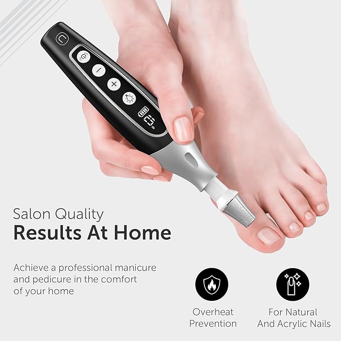 PediLux Pro Professional Manicure Pedicure Kit, Thick Toenail Grinder, Cordless Electric Nail File Drill, Toe Nail for Dremel Tool, Filer, Sander, Remove Callus for Humans, Men, Women, Seniors