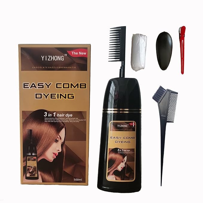 Purple Hair Dye Shampoo Permanent YIZHONG Hair Color For 100% Gray Coverage Women Men Dark Easy Comb Dyeing (grape purple)