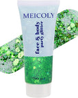 MEICOLY Green Face Body Glitter,Christmas Face Glitter Stocking Stuffers,Green Accessories for Spirit Week Alien Costume,Face Paint Glitter Makeup for Halloween Festival Rave Outfits