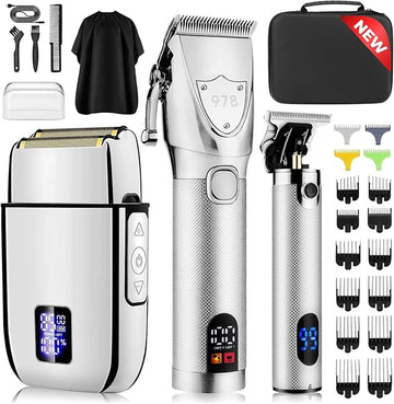 Suttik Professional Hair Clippers Set for Men, Electric Foil Shavers for Men, Barber Kit Clipper and Trimmer Set with Travel Case