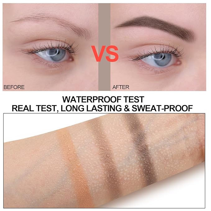 3 Colors Eyebrow Makeup Kit, Professional Brow Contour Palette, Waterproof Long-lasting Eyebrow Filler Powder with Mirror & Brow Brush