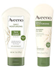 Aveeno Daily Moisturizing Fragrance-Free Face & Neck Cream, Oat Facial Moisturizer for Dry Skin, 5 oz, & Aveeno Daily Moisturizing Body Lotion with Soothing Oat, 2.5 oz (2 Item, Product Bundle)