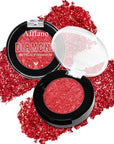 Red Glitter Eyeshadow, Highly Pigmented Shimmer Eyeshadow Red Eye Makeup, Bright Sparkly Fine Pressed Glitter Long Lasting Diamond Metallic Eye Shadow, Silky Waterproof Mars Red Eyeshadow/Highlighter