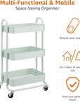 Amazon Basics 3-Tier Metal Rolling Utility or Kitchen Cart - Mint Green