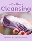 MainBasics Silicone Body Scrubber – Dual-Sided Shower & Scalp Scrubber, Gentle Silicone Loofah Alternative for Deep Clean (Purple, Scalp)