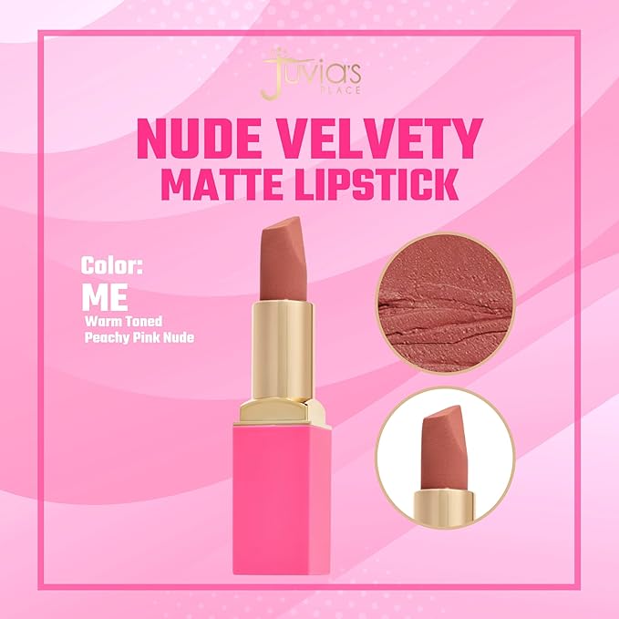 Juvia's Place The Nude Velvety Matte Lipstick Me - Nude, Long-lasting Lipstick, Rich-Color Lip Makeup, Creamy with Matte Finish, Beauty & Lip Products